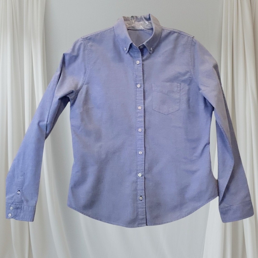 Light Blue Button Down Tailored Uniform Shirt Junior-medium